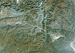 Drei Schluchten-Region, China, 1987, True Color Sat-Bild. Echtfarben-Satellitenbild der drei-Schluchten-Region am Yangtze, China. Bild im Jahre 1987 mit LANDSAT Daten genommen.