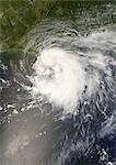 Tropical Storm Edouard, Gulf Of Mexico, In 2008, True Colour Satellite Image. Tropical storm Edouard on 4 August 2008 in the Gulf of Mexico off Louisana, US. True-colour satellite image using MODIS data.