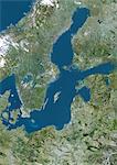 Baltic Sea, Europe, True Colour Satellite Image. True colour satellite image of the Baltic Sea, an inland sea located in Northern Europe. It is bounded by the Scandinavian Peninsula, the mainland of Europe and the Danish islands. Composite image using LANDSAT 5 data.