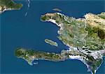 Haiti, True-Color-Satellitenbild mit Rand. Haiti, true-color-Satellitenbild mit Rand. Dieses Bild wurde aus Daten von Satelliten LANDSAT 5 & 7 erworbenen zusammengestellt.