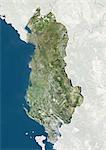 Albanien, wahre Farbe Satellitenbild mit Rahmen und Maske