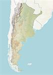 Argentine, carte de Relief avec bordure et masque