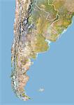 Argentine, Image Satellite avec effet de relief, avec bordure