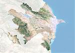 Azerbaijan, Satellite Image With Bump Effect, With Border and Mask