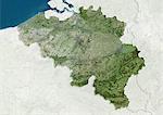 Belgium, True Colour Satellite Image With Border and Mask