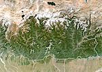 Bhoutan, Image Satellite couleur vraie avec bordure