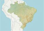 Brésil, carte de Relief avec bordure et masque