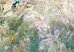 Burkina Faso, Image Satellite couleur vraie avec bordure