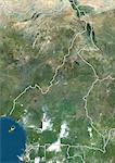 Cameroun, Image Satellite couleur vraie avec bordure