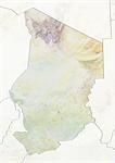 Chad, Relief Map With Border and Mask