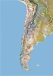 Chile, Satellite Image With Bump Effect, With Border