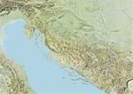 Croatia and Bosnia and Herzegovina, Relief Map With Border