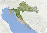 Kroatien, Satellitenbild mit Bump-Effekt, Grenze und Maske