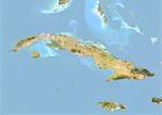 Cuba, Image Satellite avec effet de relief, avec bordure