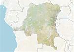 Democratic Republic of Congo, Relief Map With Border and Mask