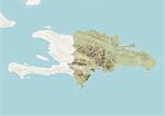 Dominican Republic, Relief Map With Border and Mask