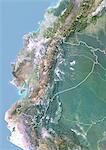 Ecuador, Satellite Image With Bump Effect, With Border