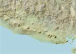 El Salvador, Relief Map With Border