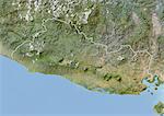 El Salvador, Image Satellite avec effet de relief, avec bordure