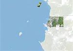 La Guinée équatoriale, Image Satellite avec effet de relief, avec bordure et masque