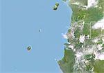 La Guinée équatoriale, Image Satellite avec effet de relief, avec bordure