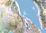 L'Érythrée, Image Satellite avec effet de relief, avec bordure
