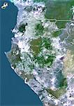Gabon, True Colour Satellite Image With Border