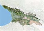 Georgia, Satellite Image With Bump Effect, With Border and Mask