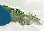 Georgia, True Colour Satellite Image With Border and Mask