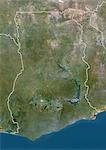 Ghana, True Colour Satellite Image With Border