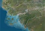 Guinea-Bissau, True Colour Satellite Image With Border