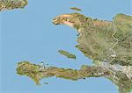 Haiti, Satellite Image With Bump Effect, With Border