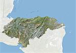 Honduras, Image Satellite avec effet de relief, avec bordure et masque