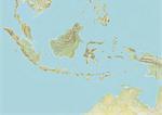 Indonesia, Relief Map With Border