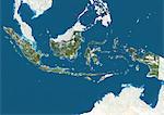 Indonesia, True Colour Satellite Image With Border and Mask