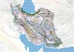 Iran, Satellitenbild mit Bump-Effekt, Grenze und Maske