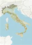 Italie, carte de Relief avec bordure et masque