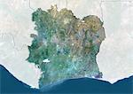 « « « « Côte d'Ivoire, True Image couleur Satellite avec bordure et masque