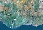 Ivory Coast, True Colour Satellite Image With Border