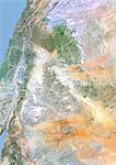 Jordan, Satellite Image With Bump Effect, With Border