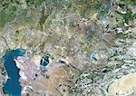 Kasachstan, True-Color-Satellitenbild mit Rand