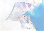 Koweït, Image Satellite avec effet de relief, avec bordure et masque