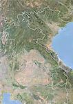 Laos, Satellite Image With Bump Effect, With Border