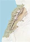 Lebanon, Relief Map With Border and Mask