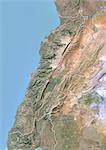 Lebanon, Satellite Image With Bump Effect, With Border