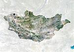 Mongolia, True Colour Satellite Image With Border and Mask
