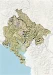 Montenegro, Relief Map With Border and Mask