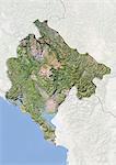 Montenegro, Satellite Image With Bump Effect, With Border and Mask