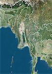 Myanmar, Image Satellite couleur vraie avec bordure