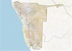 Namibie, carte de Relief avec bordure et masque
